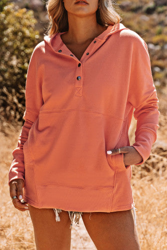 Orange Batwing Henley Hoodie