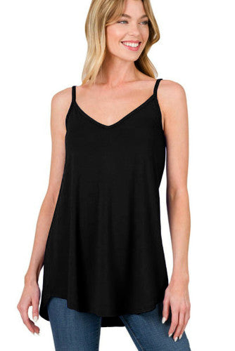 Black Spaghetti Strap Tunic Tank