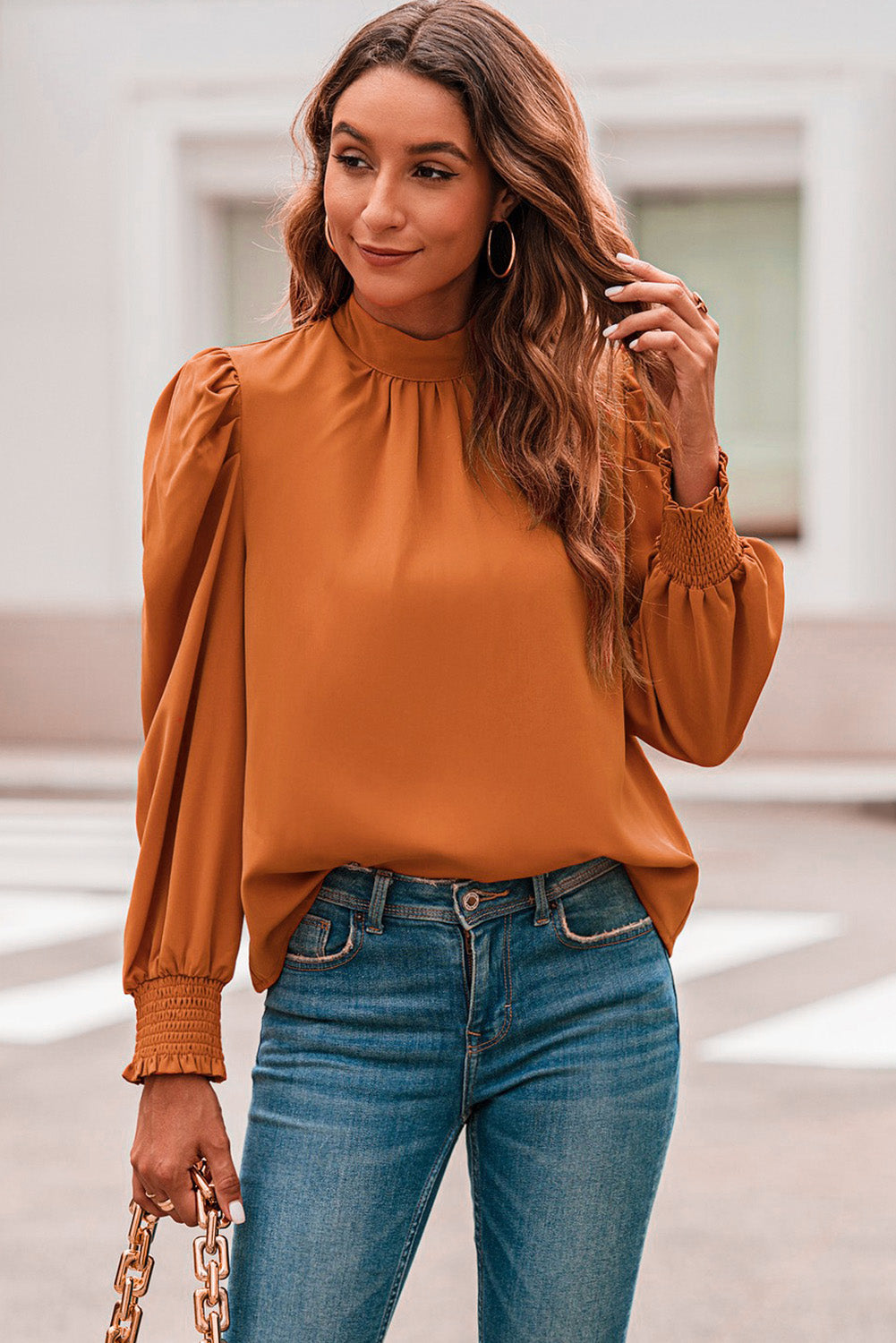 Navy Blue Blouse with Bow