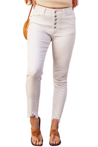 White Cropped Denim Jeans