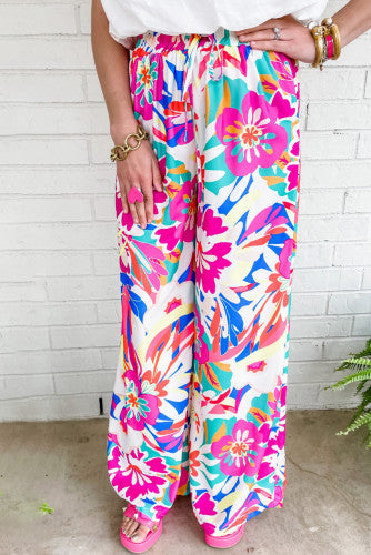 Flower Print Loose Wide Leg Pants