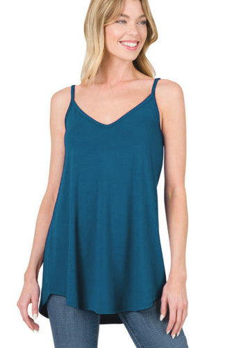 Peacock Blue Spaghetti Strap Tunic Tank