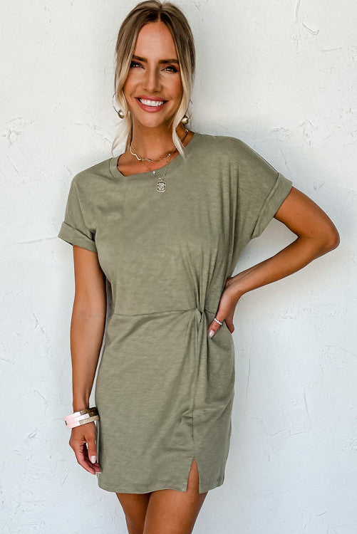 Laurel Green Twisted T Shirt Dress